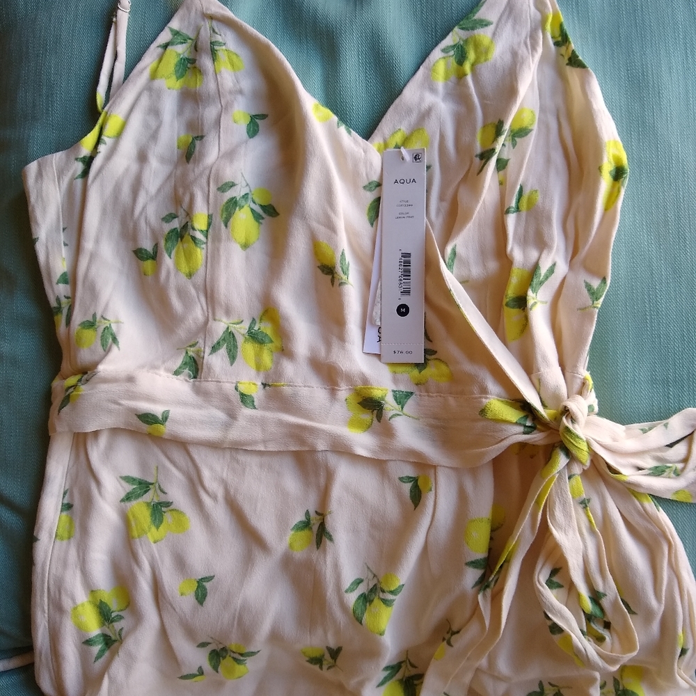 Bloomingdale's Aqua Faux Wrap Dress NWT